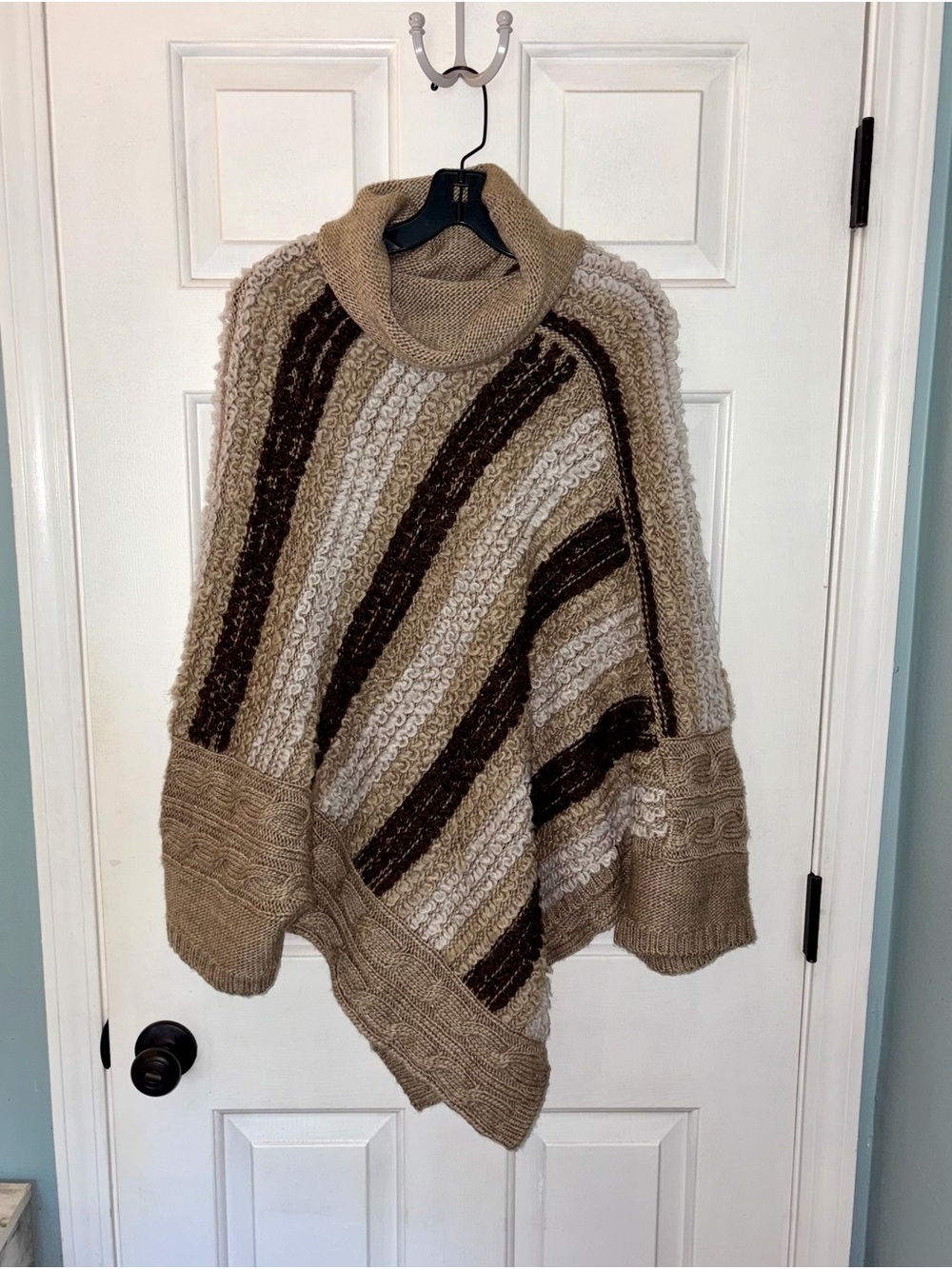 3 Sisters Anthropologie Chunky Knit Pointed Hem Poncho Sweater
